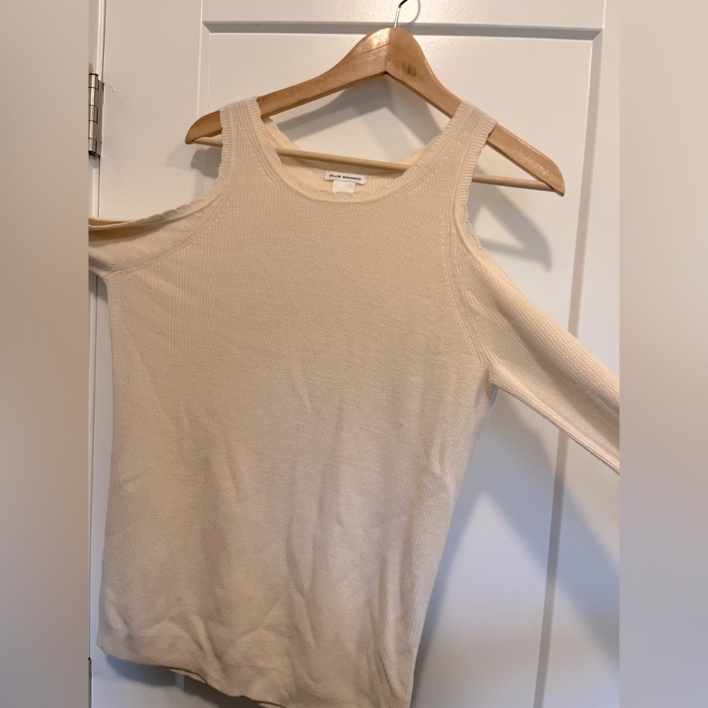 Club Monaco shoulderless winter white sweater